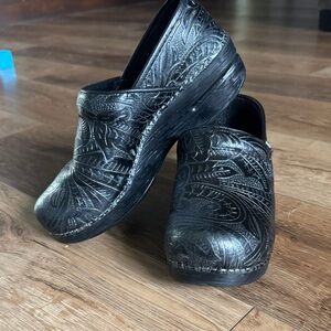 Dansko Clogs - Black Embossed Leather